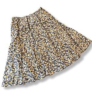Christopher & Banks Petite Floral Skirt PS Black Yellow Cottagecore Spring